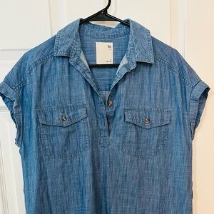 SO - Women’s Denim Dress. Women Collared Button Front Denim Mini Dress